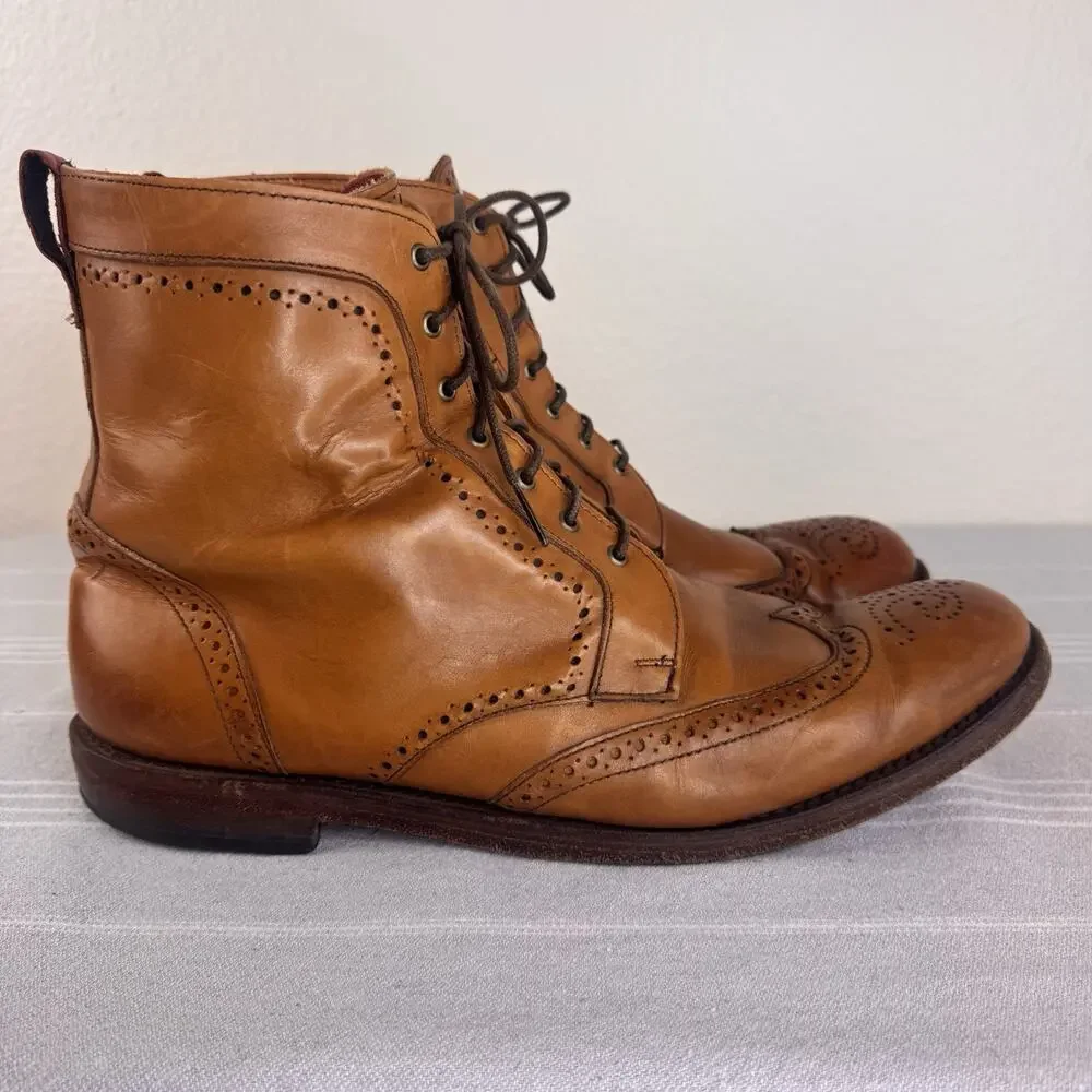 Allen Edmonds Dalton Wingtip Brogue Dress Boot Lace Up Leather Walnut Brown 12 D